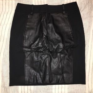 Ann Taylor Black Skirt with Faux Leather Panel